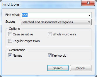 icons finder dialog